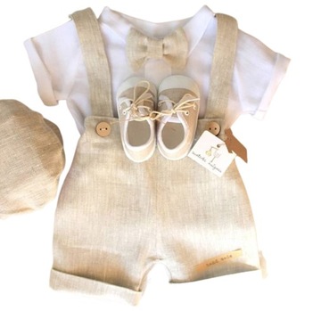 Lniane ubranko do chrztu r.80/5cz(sweterkimalgosia)LATO