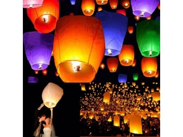10x LAMPIONY SZCZĘŚCIA latające KOLOROWE chiński duży XXL SYLWESTRA