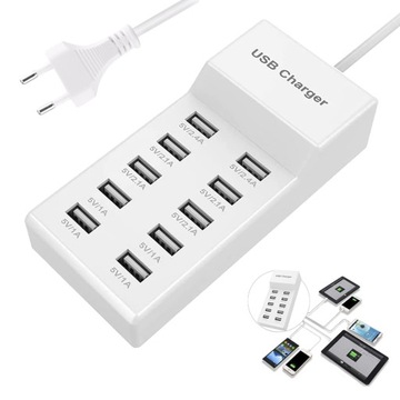 10-PORTOWA ŁADOWARKA USB WIELOPORTOWA STACJA ŁADUJĄCA USB