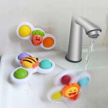 3 X ИГРУШКА ДЛЯ ВАННЫ FIDGET SPINER СЕНСОРНАЯ ПОГРЕМКА С ПРИСОСКОЙ