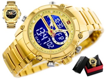 ZŁOTY ZEGAREK MĘSKI NAVIFORCE NF9163 + ORYGINALNE PUDEŁKO PREZENTOWE