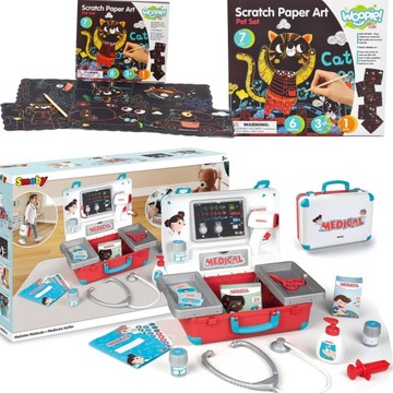 SMOBY TORBA MEDYCZNA LEKARZA ZESTAW LEKARZ DOKTOR MEDYK+WYDRAPYWANKA WOOPIE