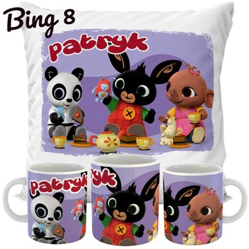 ZESTAW KUBEK + PODUSZKA BING WZORY IMIĘ PREZENT
