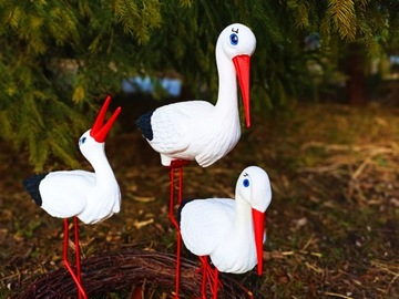 Декоративная садовая фигурка - 3 АИСТА + ГНЕЗДО