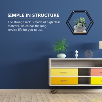 PÓŁKA METALOWA WISZĄCA KWIAT SZEŚCIOKĄTNA