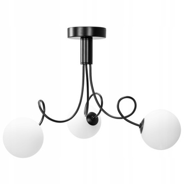 LAMPA WISZĄCA SUFITOWA CZARNA BIAŁE KLOSZE KULE