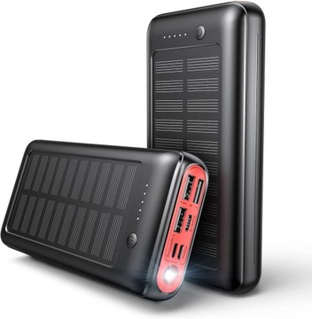 Power Bank 30000 mAh, Solar USB-C ładowarka