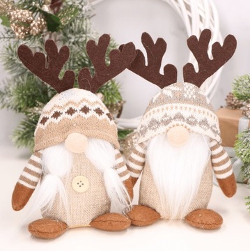 Krasnal zimowy z rogami łosia chłopiec 20cm.