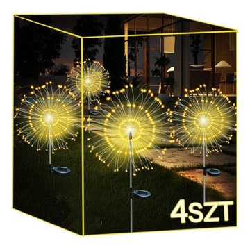 4Szt LAMPKI OGRODOWE SOLARNE DMUCHAWIEC DRZEWKO FAJERWERKI OZDOBA 150 LED