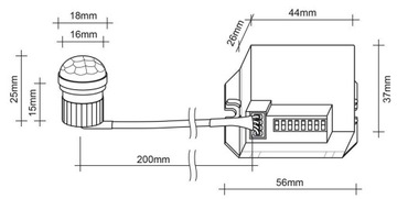 МИНИ-ДАТЧИК ДВИЖЕНИЯ СУМЕРКИ LED PIR IR 360° 230В