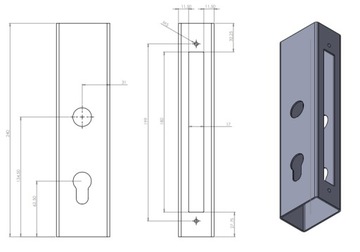 КОРПУС ЗАМКА КАССЕТНЫЙ ПРОФИЛЬ 60х40 ДЛЯ ВОРОТ