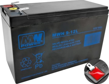 AKUMULATOR AGM DO POJAZDÓW ELEKTRYCZNYCH AUTO ZABAWKI 12V 9Ah CIĘŻKI 2,70KG