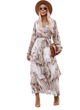 MAXI SUKIENKA SNAKE PRINT STYL BOHO SEXY CLASSIC