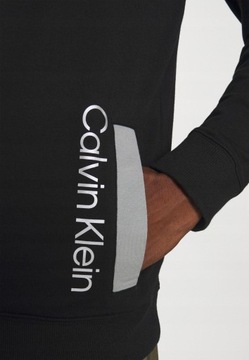 Calvin Klein _ Czarna Bluza Stójka Srebrne Logo L