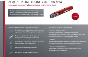 ZŁĄCZE MEBLOWE ŁĄCZNIK IXCONNECT SC 8/60 10 SZTUK