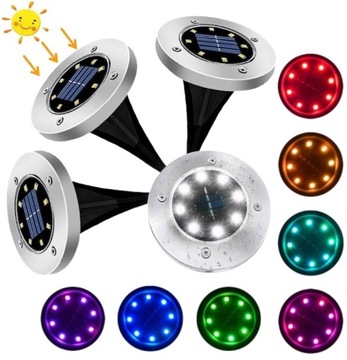 4x LAMPA SOLARNA OGRODOWA GRUNTOWA NAJAZDOWA LED LAMPKI WBIJANE 8 KOLORÓW