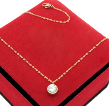 NASZYJNIK ZŁOTY ZIRCONIA STAL CHIRURGICZNA 316 L