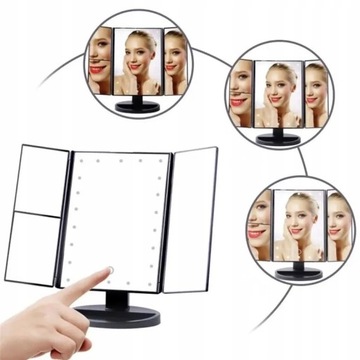 КОСМЕТИЧЕСКОЕ ЗЕРКАЛО СО СВЕТОДИОДНОЙ ПОДСВЕТКОЙ, СКЛАДНОЕ, УВЕЛИЧИВАЮЩЕЕ МАКИЯЖ