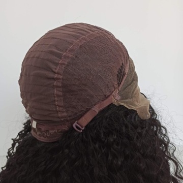 Парик LACE FRONT, черный, афро кудри + шапочка БЕСПЛАТНО