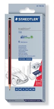 Zestaw ołówków Tradition S110, 6 szt. +gumka+temp.