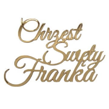 Золотой топпер для торта ДЕКОР с именем крещения ИМЯ золотое зеркало