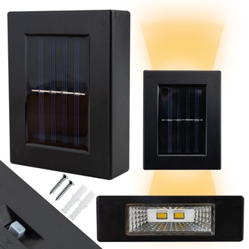 LAMPA SOLARNA KINKIET ZEWNĘTRZNE OŚWIETLENIE DOMU NA OGRODZENIE PŁOT TARAS