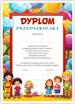 Dyplom przedszkolaka - zakończenie roku szkolnego