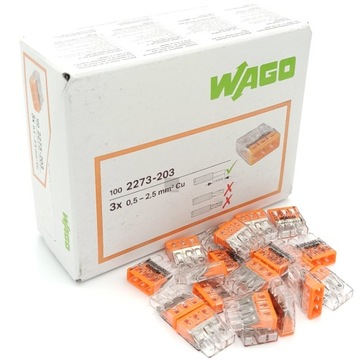 Szybkozłączka Wago 3 x 0,5-2,5 mm² - 100 sztuk