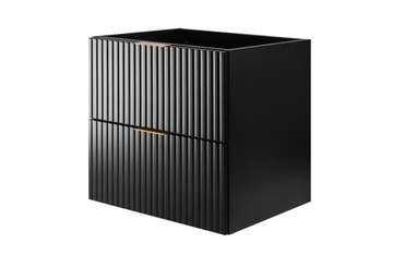 Szafka Łazienkowa pod Umywalkę 60 cm Czarna Modne RYFLOWANE fronty MDF