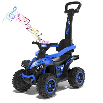 DZIECIĘCY JEZDZIK QUAD INTERAKTYWNY PCHACZ Z RĄCZKĄ BABYMIX NIEBIESKI LEDY