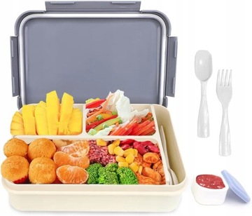 Duży Lunch Box Bugucat BentoBOX NOWY szary 1250ml.
