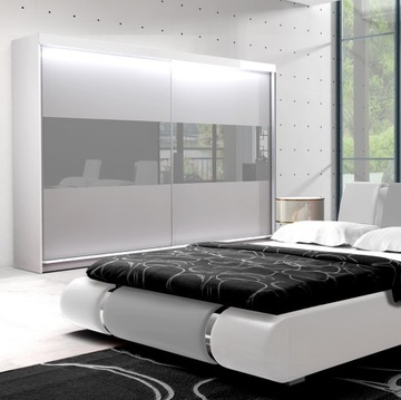 БЕЛО-СЕРЫЙ ШКАФ ГЛЯНЦЕВАЯ ДОСКА 200x216