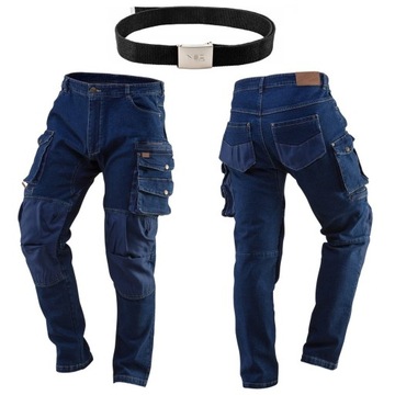 SPODNIE ROBOCZE NEO JEANS DENIM + PASEK r. XXL/56
