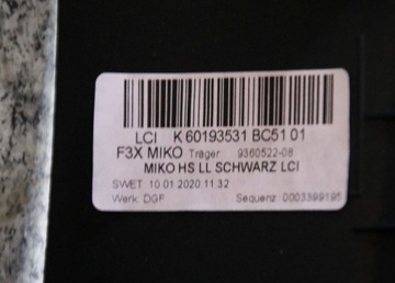 BMW F30 F31 F32 F34 F36 TUNEL ŚRODKOWY ŁADOWARKA MANUAL EUROPA