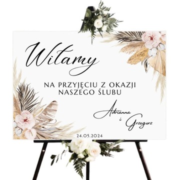 TABLICA WITAMY GOŚCI WESELNYCH NAPIS PLAKAT WESELNY POWITALNA 50x70 - WZORY