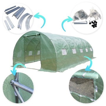 Теплица Туннельная из фольги ПРЕМИУМ сетка 3х8м зеленая ТОЛСТЫЙ каркас 25 прочная
