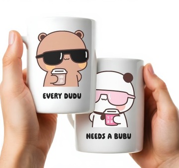 Zestaw kubków ceramicznych 330 ml PREZENT DLA ZAKOCHANYCH MISIE BUBU DUDU
