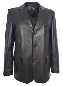 Marynarka SKÓRZANA MĘSKA 46 ELEGANCKA Czarna NOWA KLASYCZNA