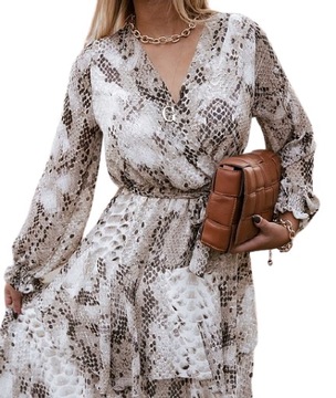 MAXI SUKIENKA SNAKE PRINT STYL BOHO SEXY CLASSIC