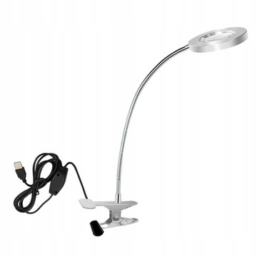 Lekki klips do lampy USB z długim ramieniem i lupą