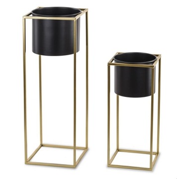 Osłonki z70 kwietnik złoty metal 2szt stojak donic