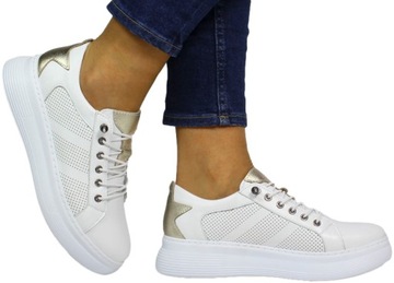 Sneakersy stylowe Venezia 4007061 Białe Skóra Natu