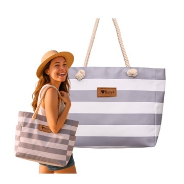 Пляжная сумка для серых полосатых XL модный рисунок