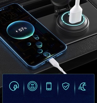 Розетка для мотоцикла: 2 зарядных устройства USB QC3.0 переменного тока