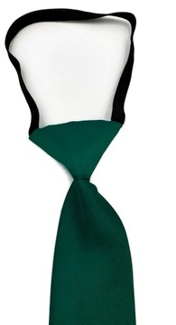 Zielony ciemny butelkowy krawat na gumce jednolity