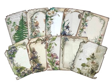 ZESTAW PAPIERÓW DEKORACYJNYCH SCRAPBOOKING 30ARK ROŚLINY GAŁĄZKI
