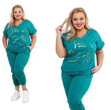 PREMIUM KOMPLET DRESOWY DRES PLUS SIZE BAWEŁNA KOLORY KRÓTKI RĘKAW 2XL