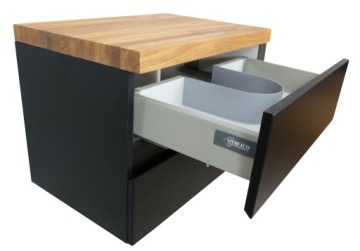 МАТОВЫЙ ЧЕРНЫЙ ШКАФ ДЛЯ УМЫВАЛЬНИКА + МАССИВНАЯ СТОЛЕШНЯ | 80 СМ | МДФ | ГЛУБИНА 44 СМ