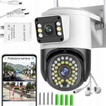 ДВОЙНАЯ WIFI IP УМНАЯ НАРУЖНАЯ ВРАЩАЮЩАЯСЯ КАМЕРА QHD С 2x 4-мегапиксельным ЗУМОМ ПРИЛОЖЕНИЕ