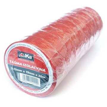 Taśma izolacyjna z PVC 19mm / 20m czerwona 10 szt.